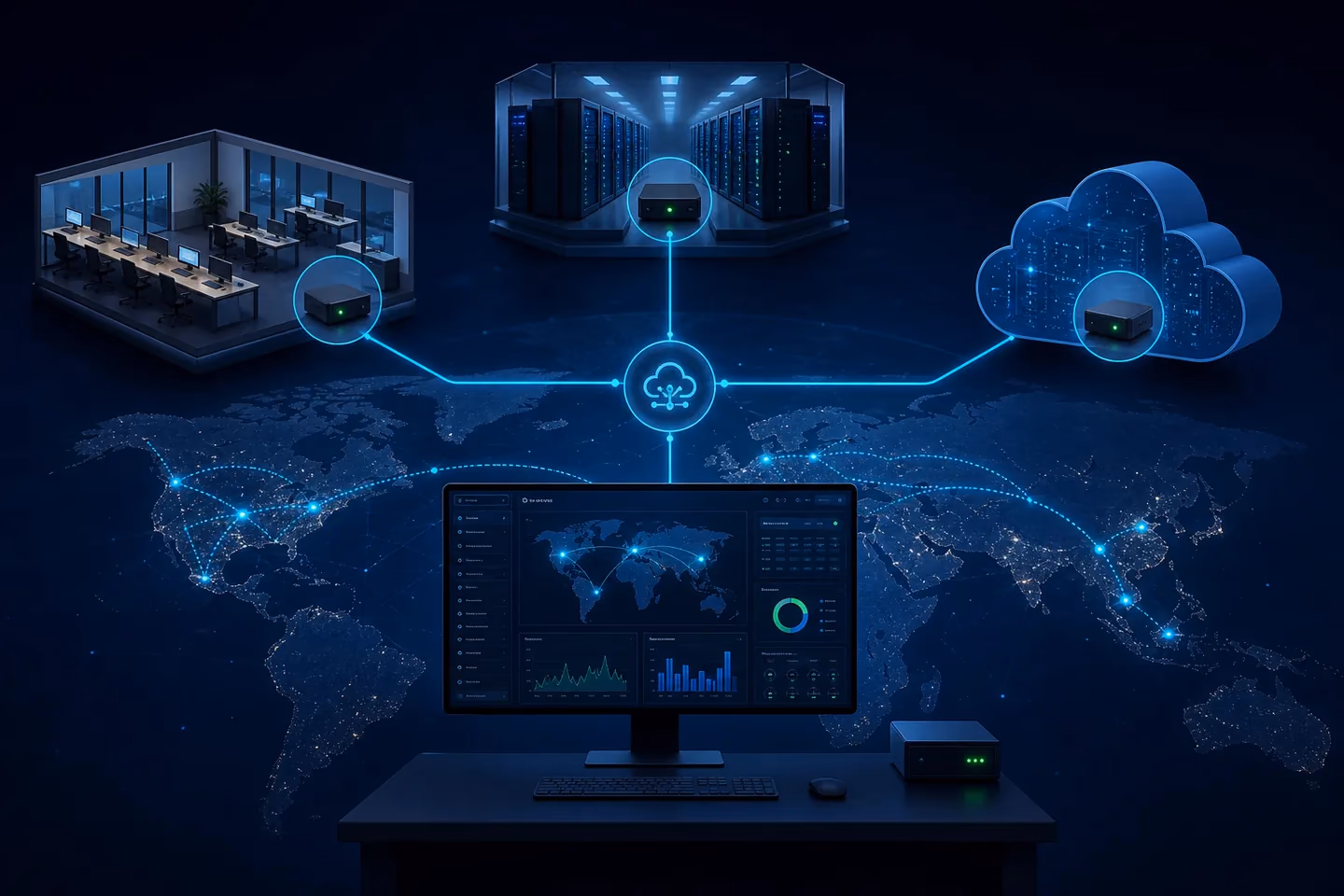 Các probe tại chi nhánh, data center và cloud cùng đo chất lượng dịch vụ WAN hybrid