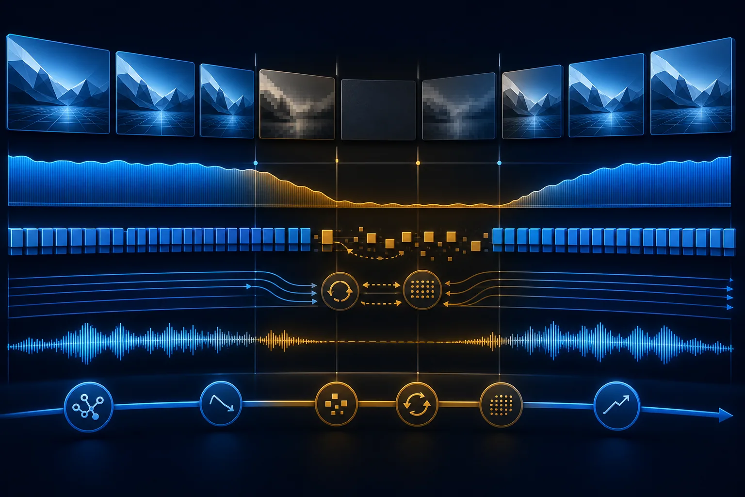 Timeline từ impairment, bitrate adaptation và freeze đến khi chất lượng cuộc gọi phục hồi.