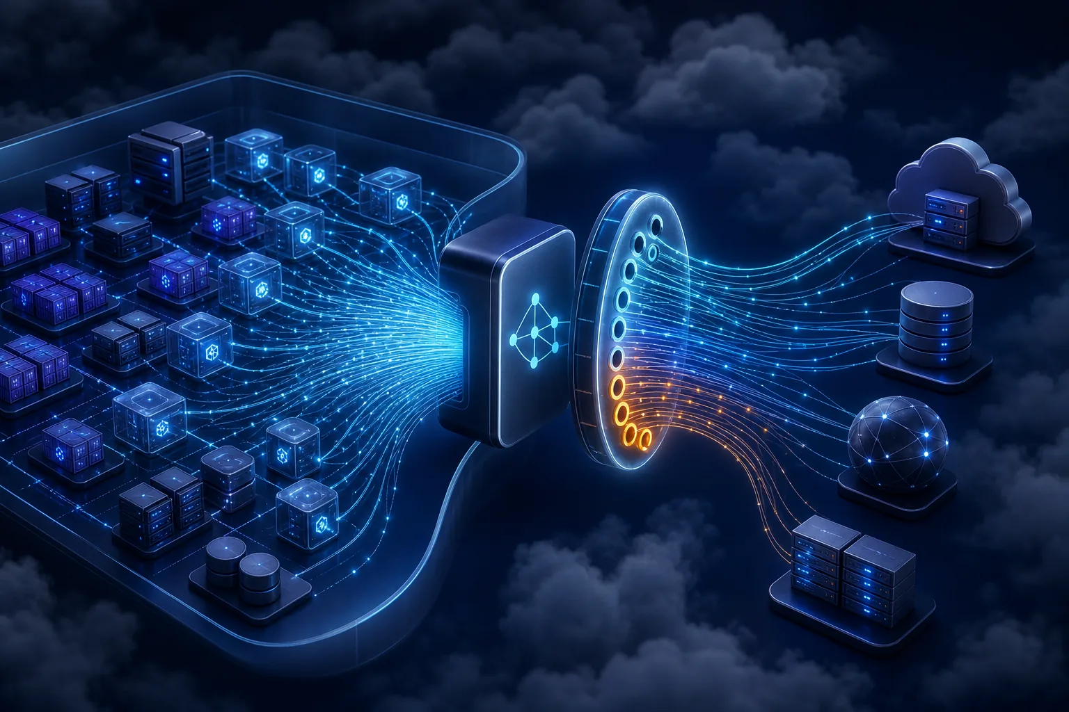 Nhiều workload private cloud dùng chung NAT IP và source port để kết nối dịch vụ ngoài Internet
