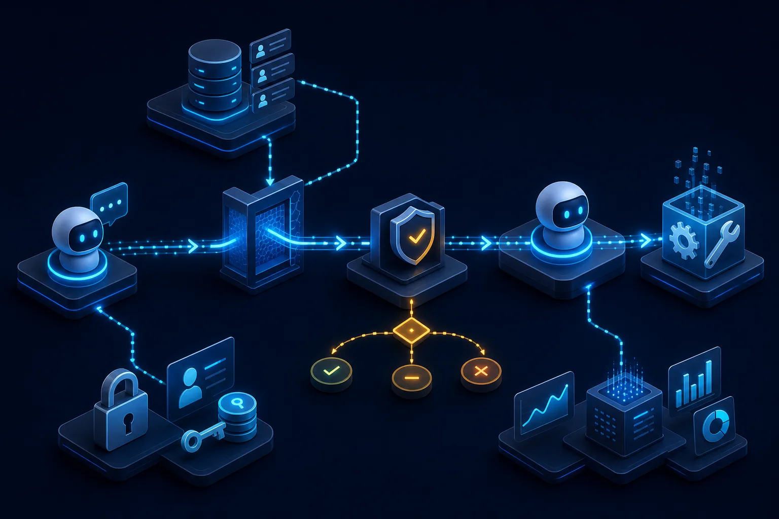 Kiến trúc kiểm thử agent, registry, gateway, policy, identity, tool và observability.