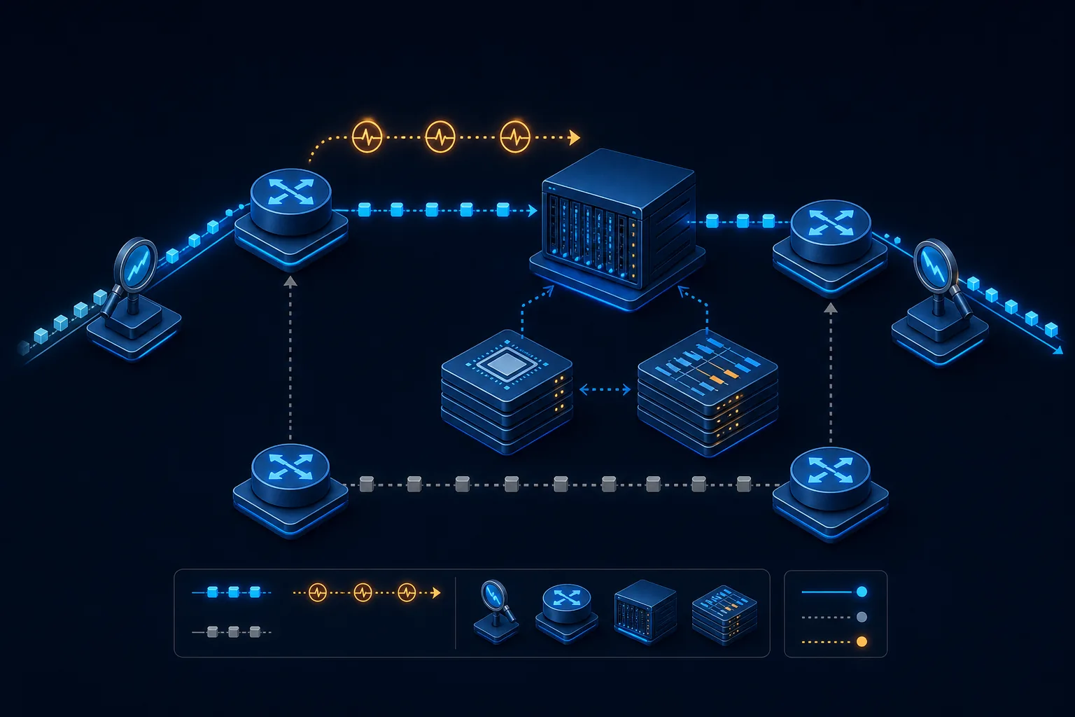 Điểm đo BFD, routing và forwarding trong topology hai đường.