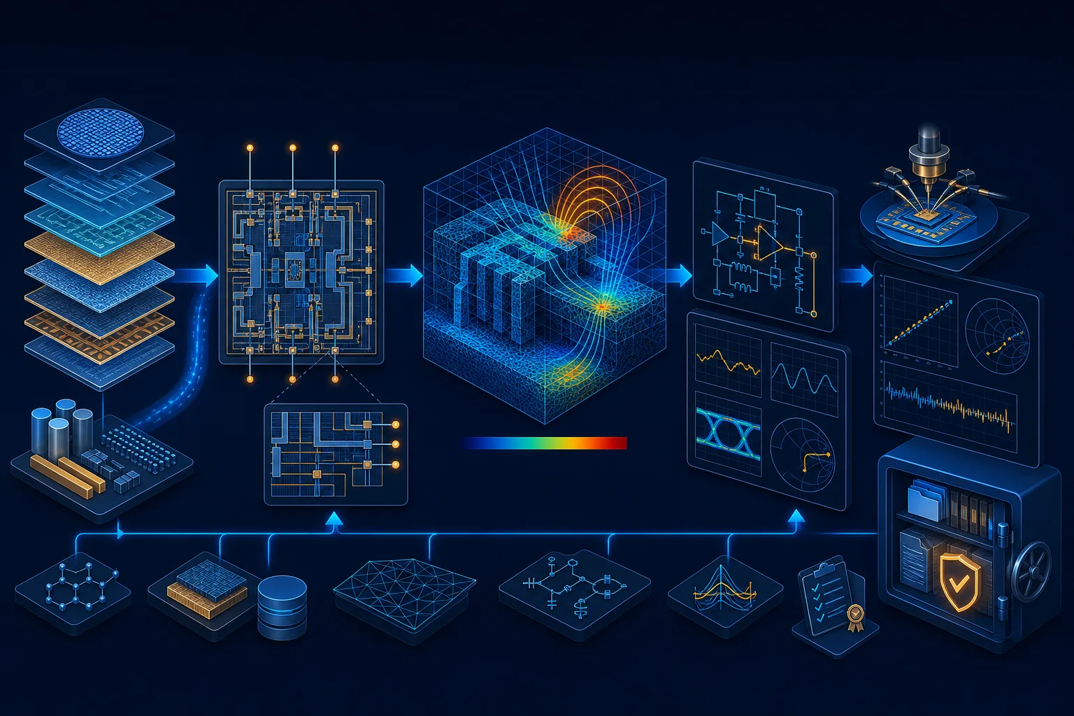 Workflow kiểm chứng RFPro với PDK Intel Foundry trước tape-out.
