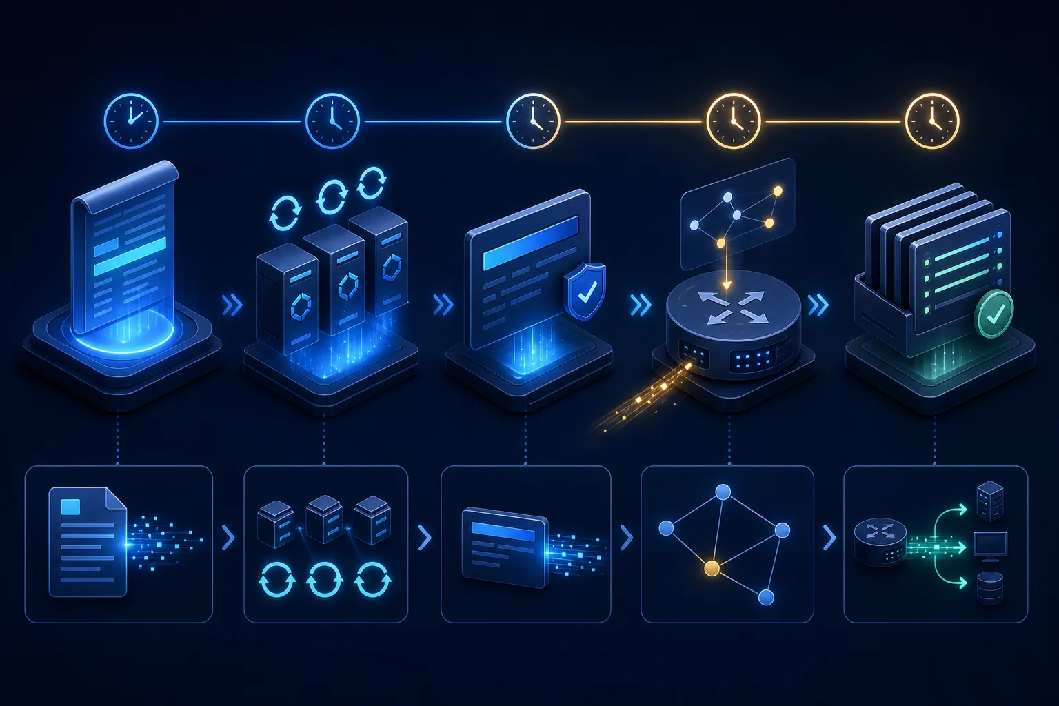 Timeline từ ROA update, validator refresh và RTR update đến khi BGP, FIB và traffic ổn định.