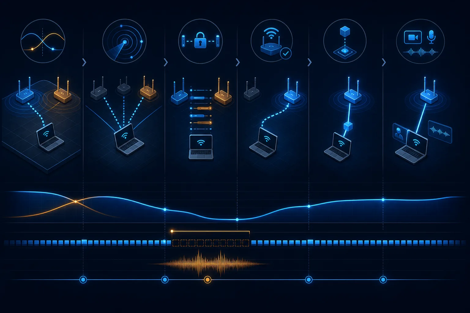 Phân rã thời gian roaming Wi-Fi thành các pha có thể đo.