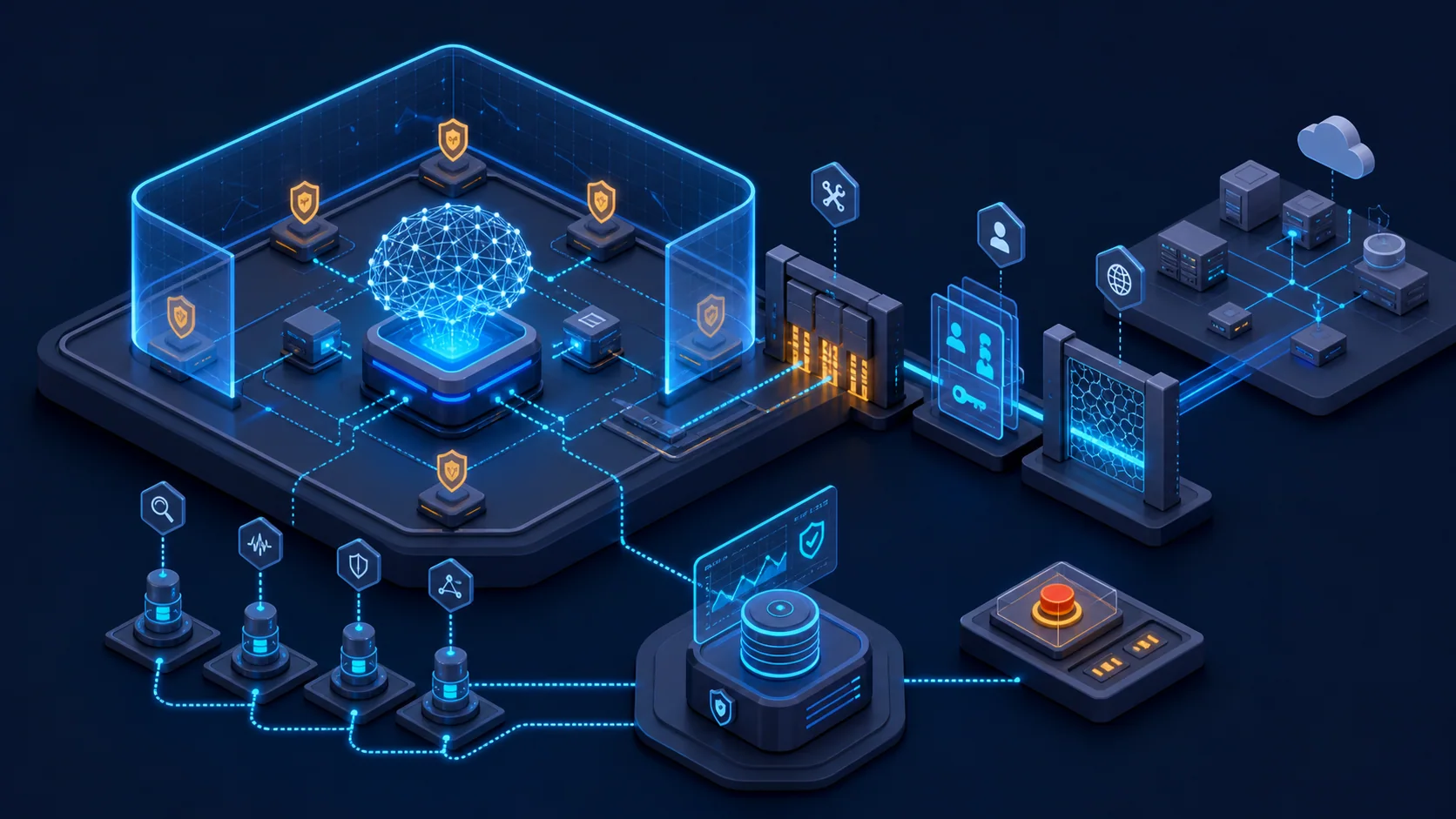 AI agent được cô lập bằng quyền công cụ, egress control, kill switch và defensive telemetry.