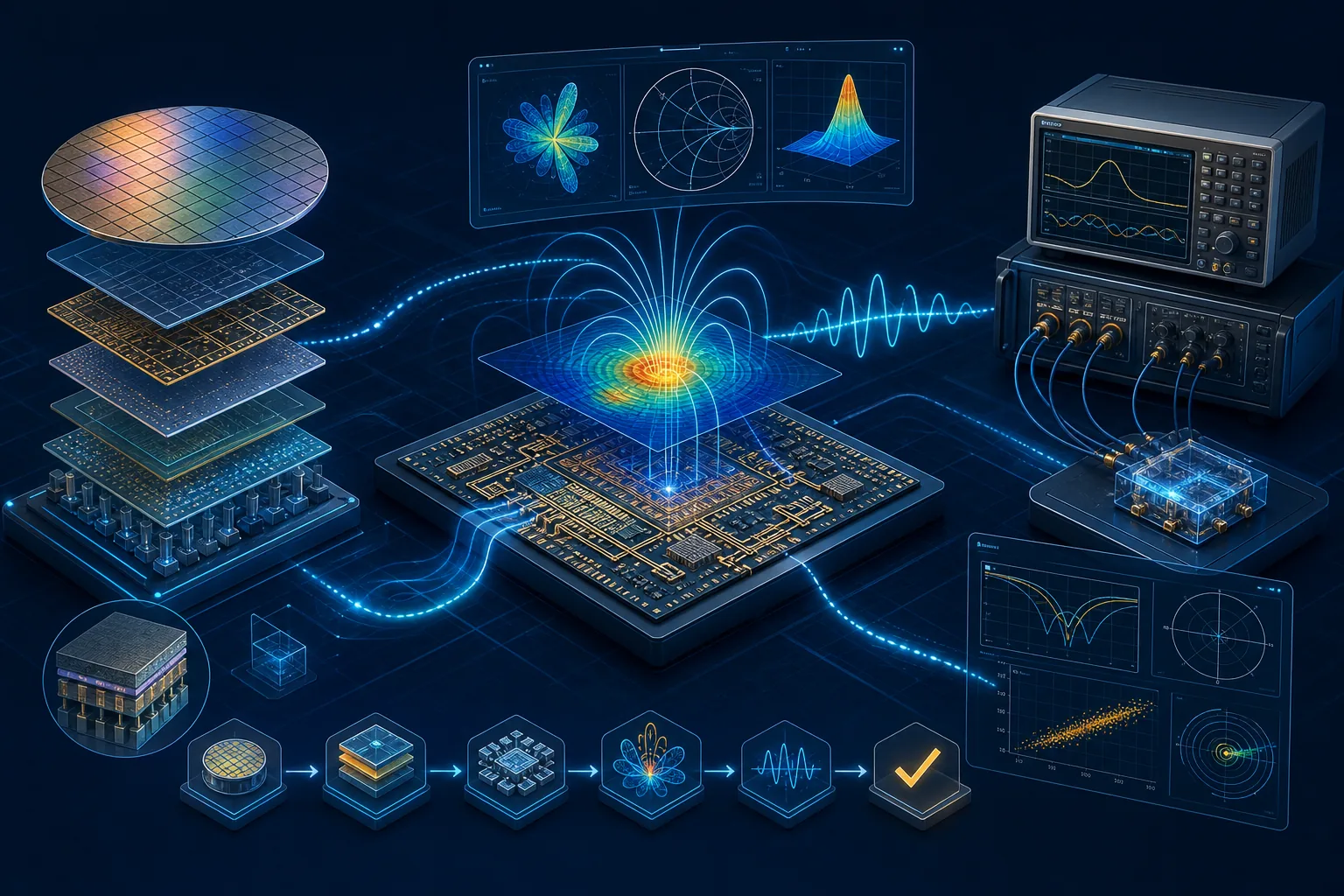Luồng thiết kế RFIC từ PDK Intel Foundry qua Keysight RFPro tới EM circuit co-simulation