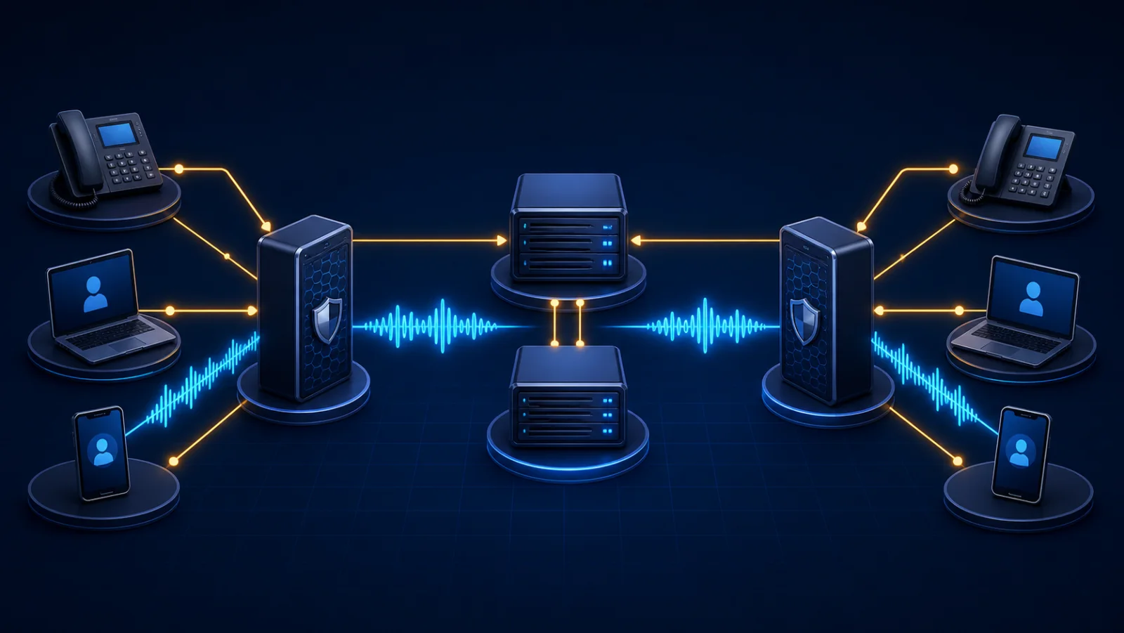 Topology kiểm thử phân tách SIP signaling và RTP media