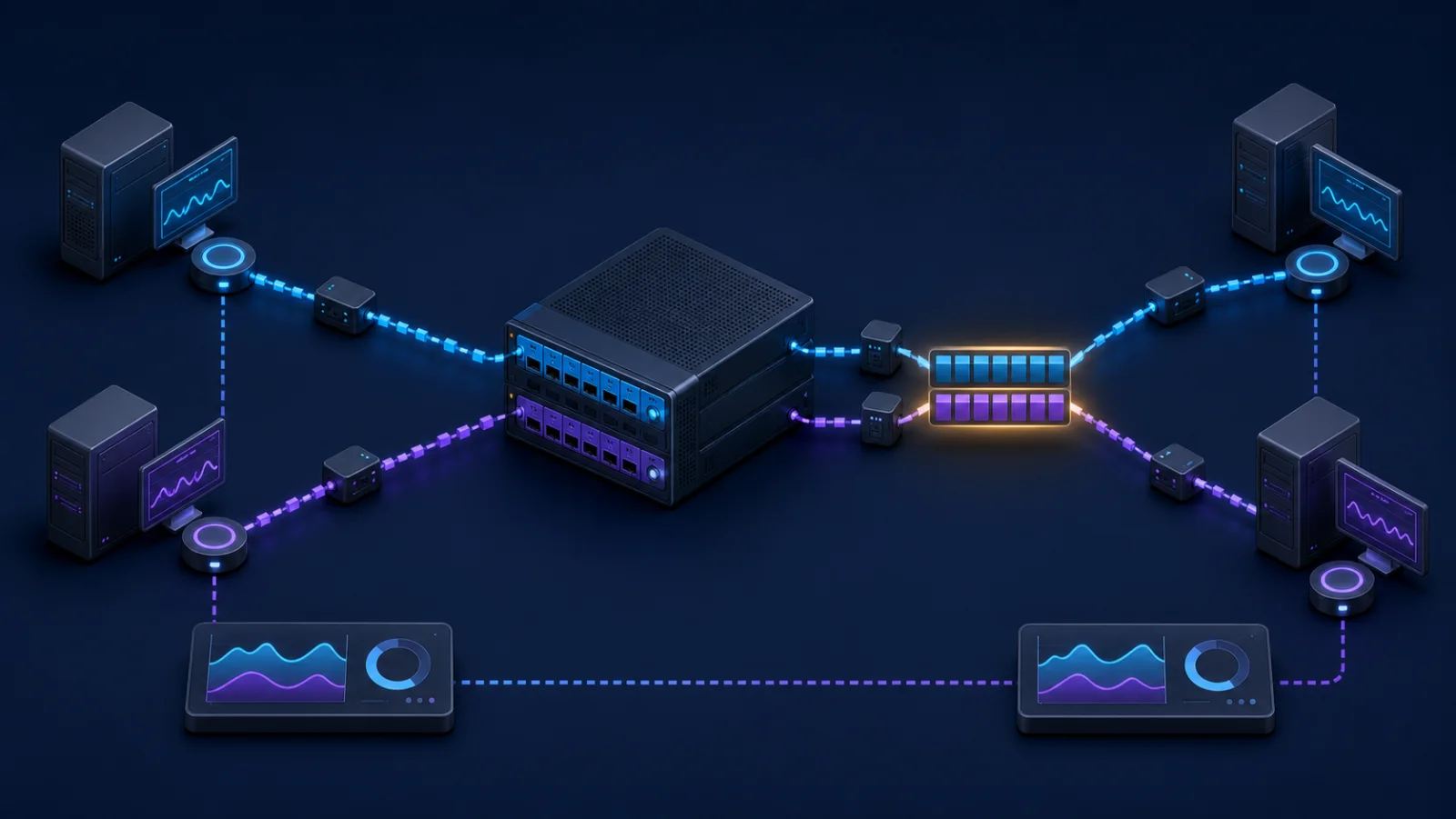 Topology so sánh TCP congestion control qua điều kiện mạng mô phỏng