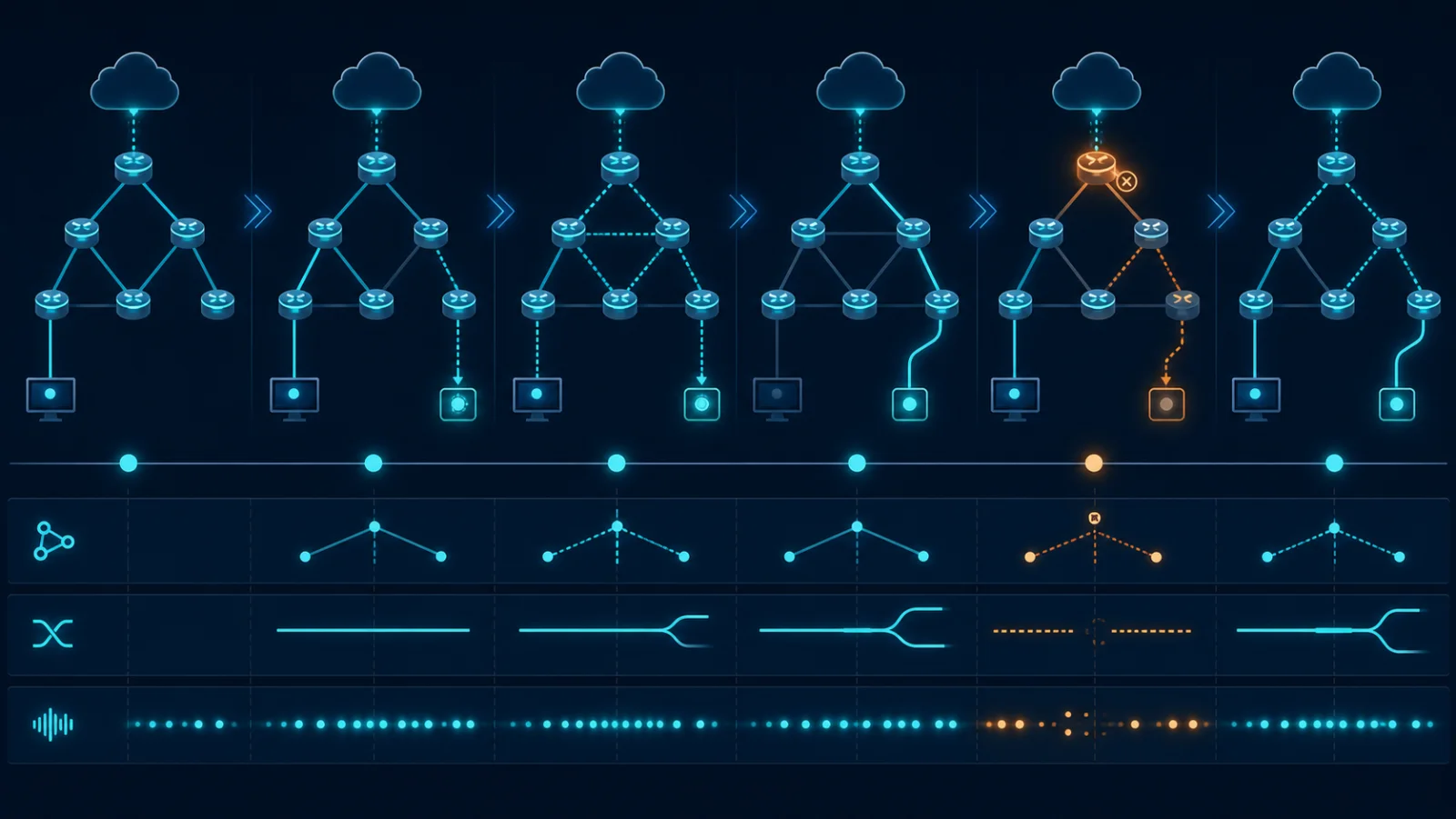 Timeline PIM-SM liên kết state transition với packet loss