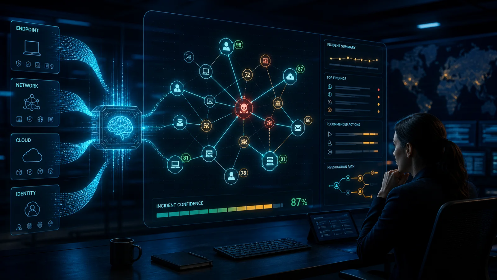 Cisco XDR agent thu thập evidence, xây incident graph và chuyển kết quả cho analyst kiểm tra
