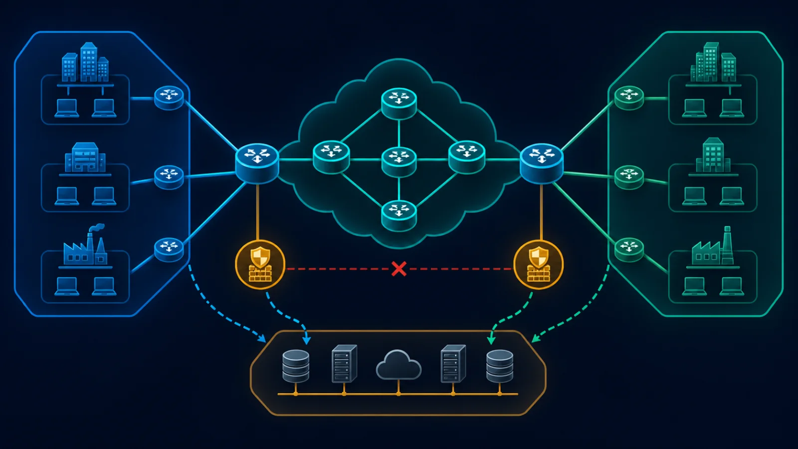 Topology MPLS L3VPN kiểm thử Route Target và cô lập tenant