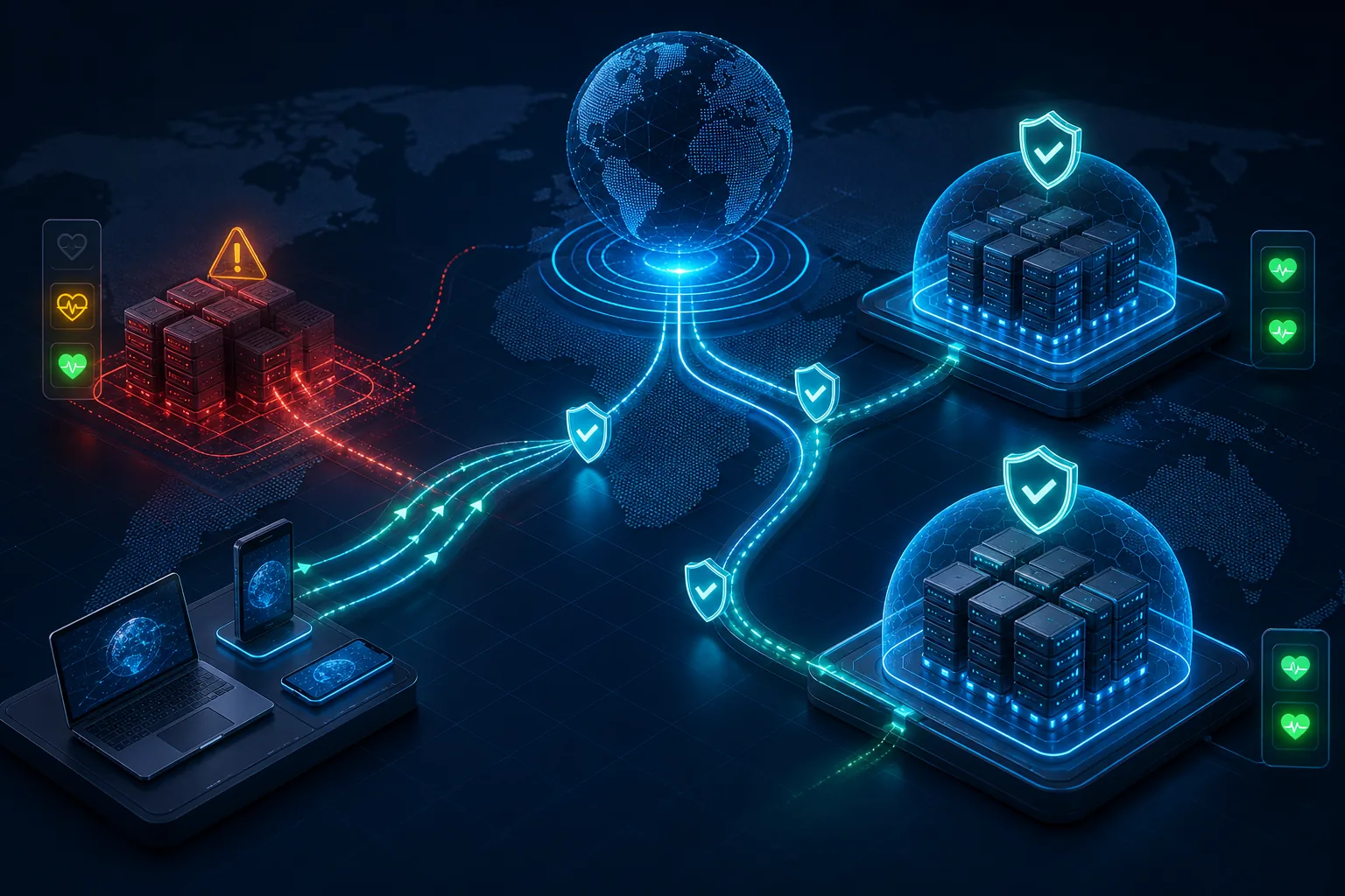 Truy vấn DNS hội tụ sang các site khỏe sau khi một route được rút