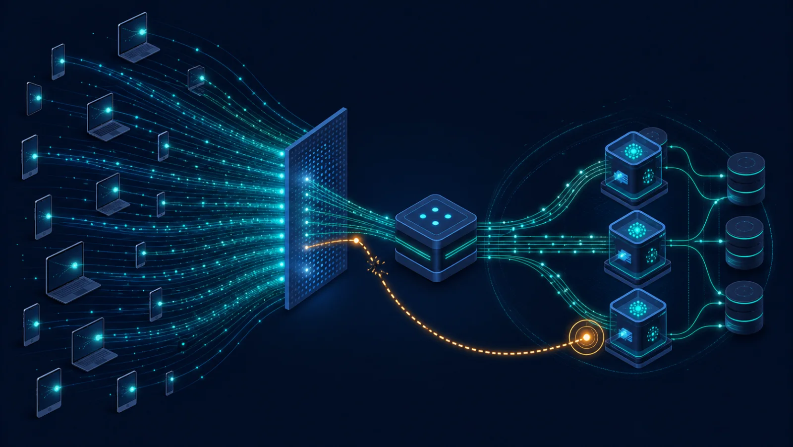 Nhiều client SSE duy trì stream qua load balancer tới cụm dịch vụ sự kiện