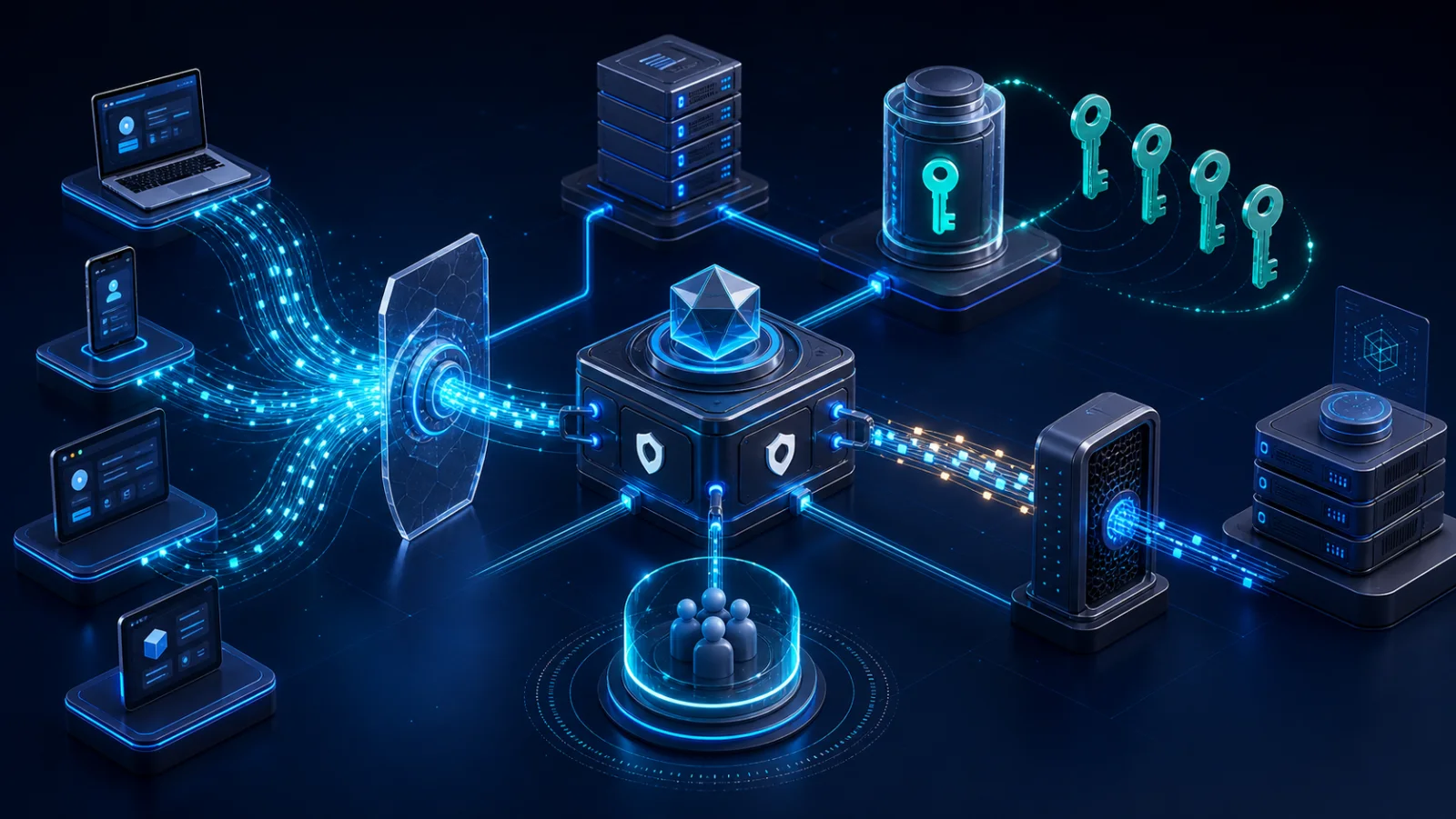 Topology kiểm thử OAuth OIDC với client, authorization server, JWKS endpoint, API gateway và resource server