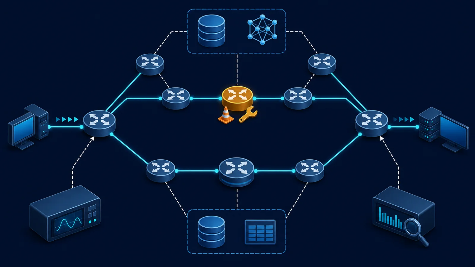 Topology dự phòng OSPF dùng để đo traffic loss khi restart hoặc drain DUT