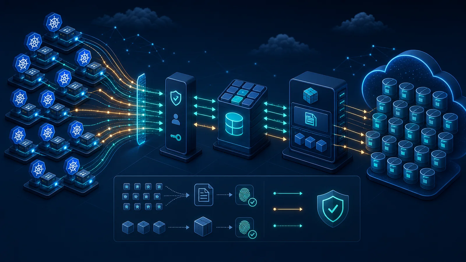 Nhiều node Kubernetes pull manifest và blob qua cache tới container registry