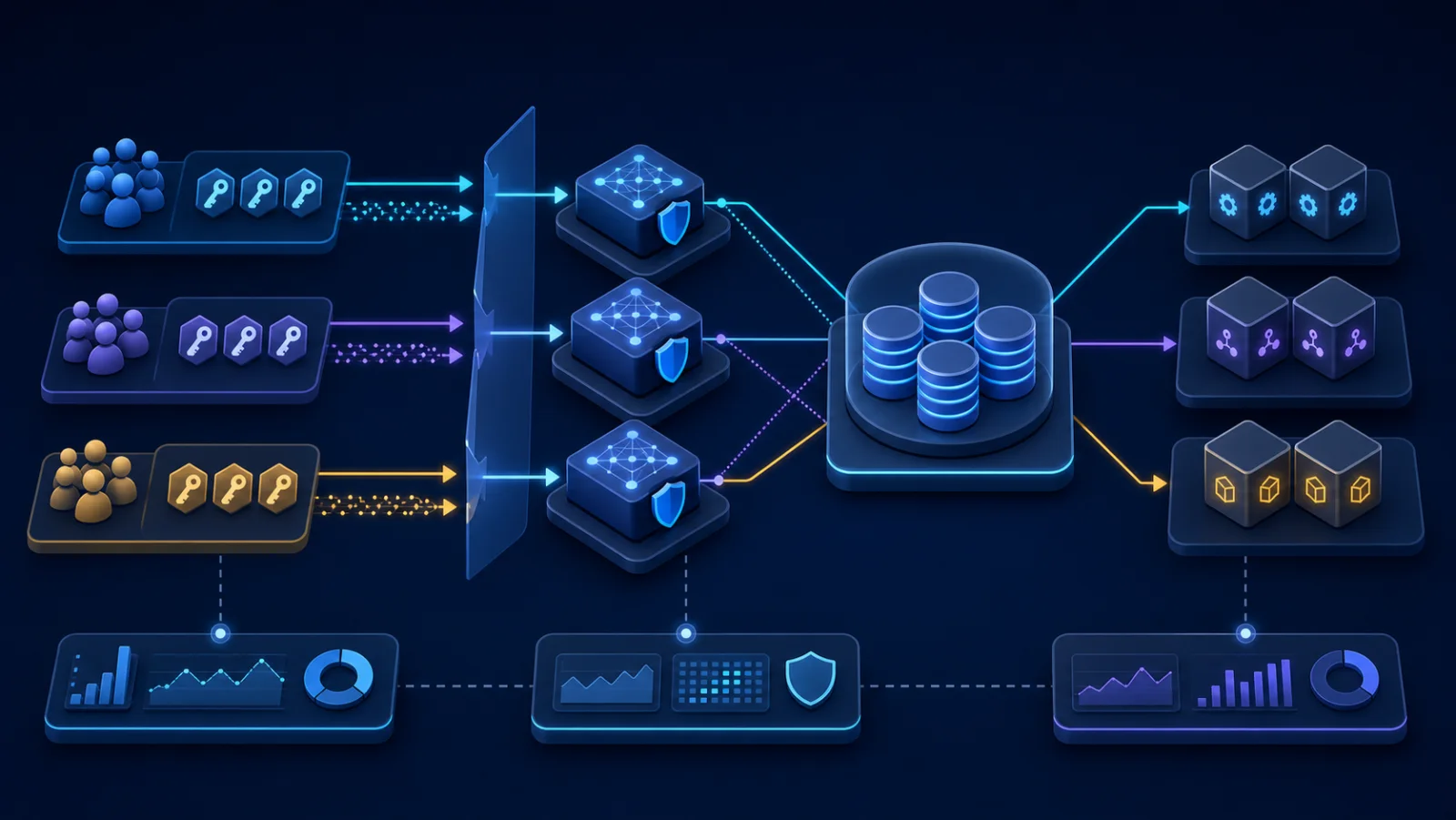 Topology kiểm thử API rate limiting với client steady, burst và tenant nền