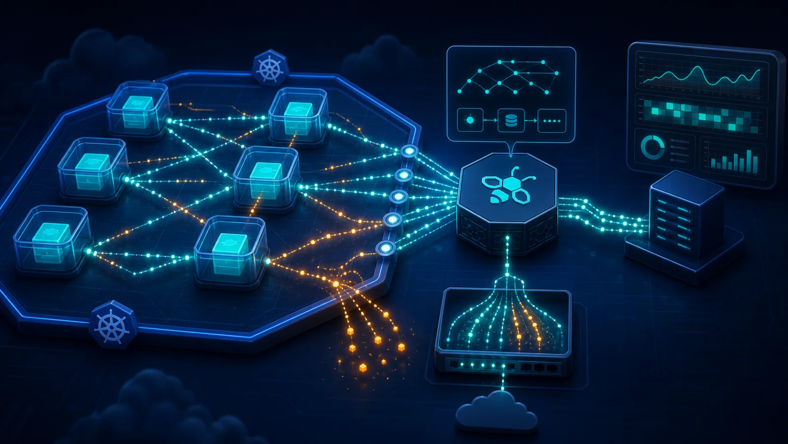 eBPF probes quan sát traffic giữa workload trong Kubernetes và được đối chiếu với packet capture độc lập