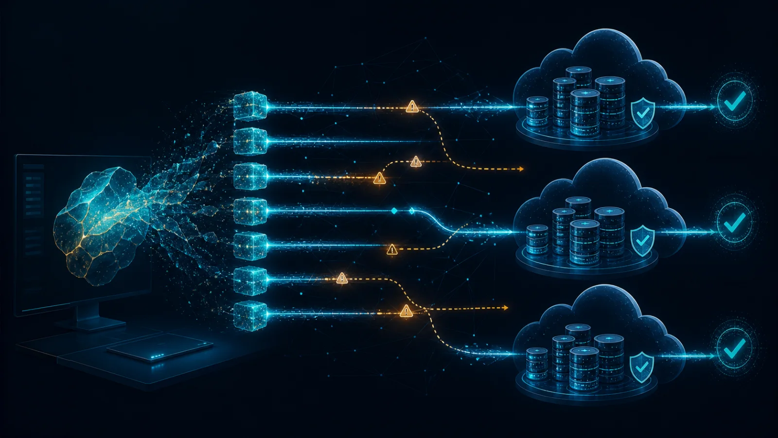 Client chia object thành nhiều part tải qua mạng tới object storage đa vùng