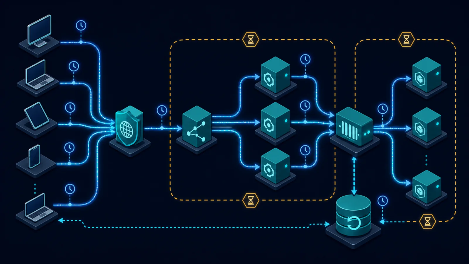 Service path SSE và các điểm đo event latency, reconnect