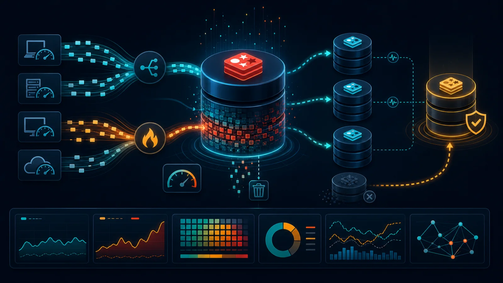 Topology kiểm thử Redis gồm load generator, primary, replica, Sentinel hoặc cluster và hệ thống telemetry