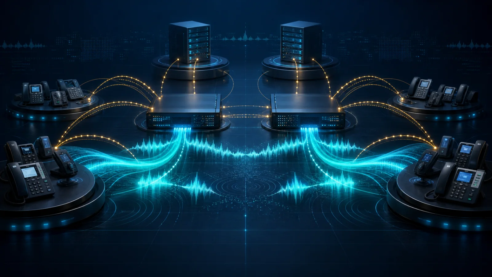 SIP user agents gọi qua SBC và call server trong khi RTP đi qua mạng được chèn impairment