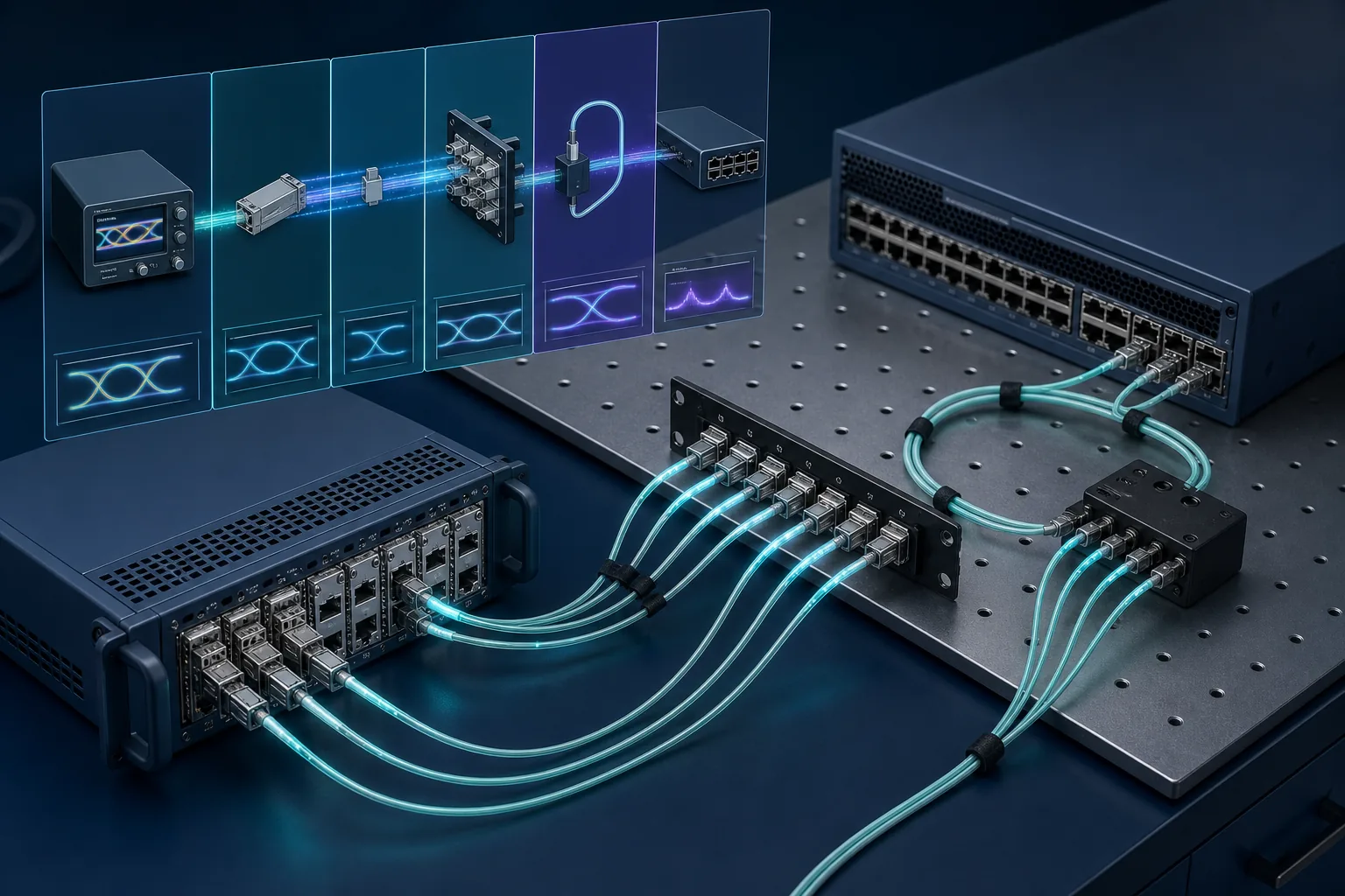Kiểm tra port, optics, cabling và signal integrity trước benchmark