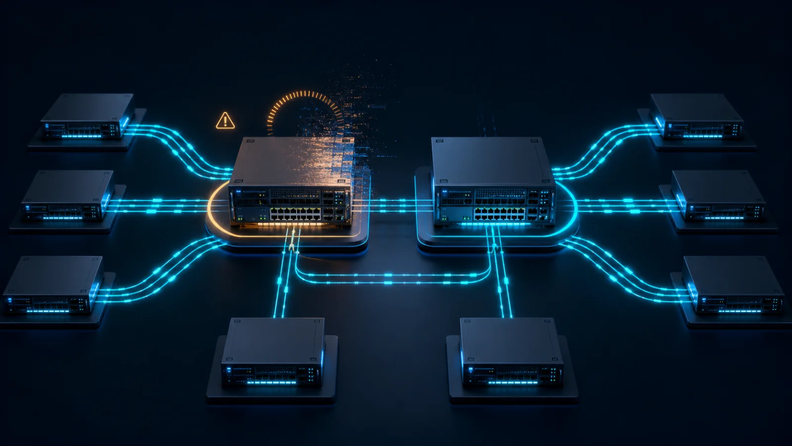 Hai route reflector phục vụ nhiều BGP client trong bài kiểm thử graceful restart và failover