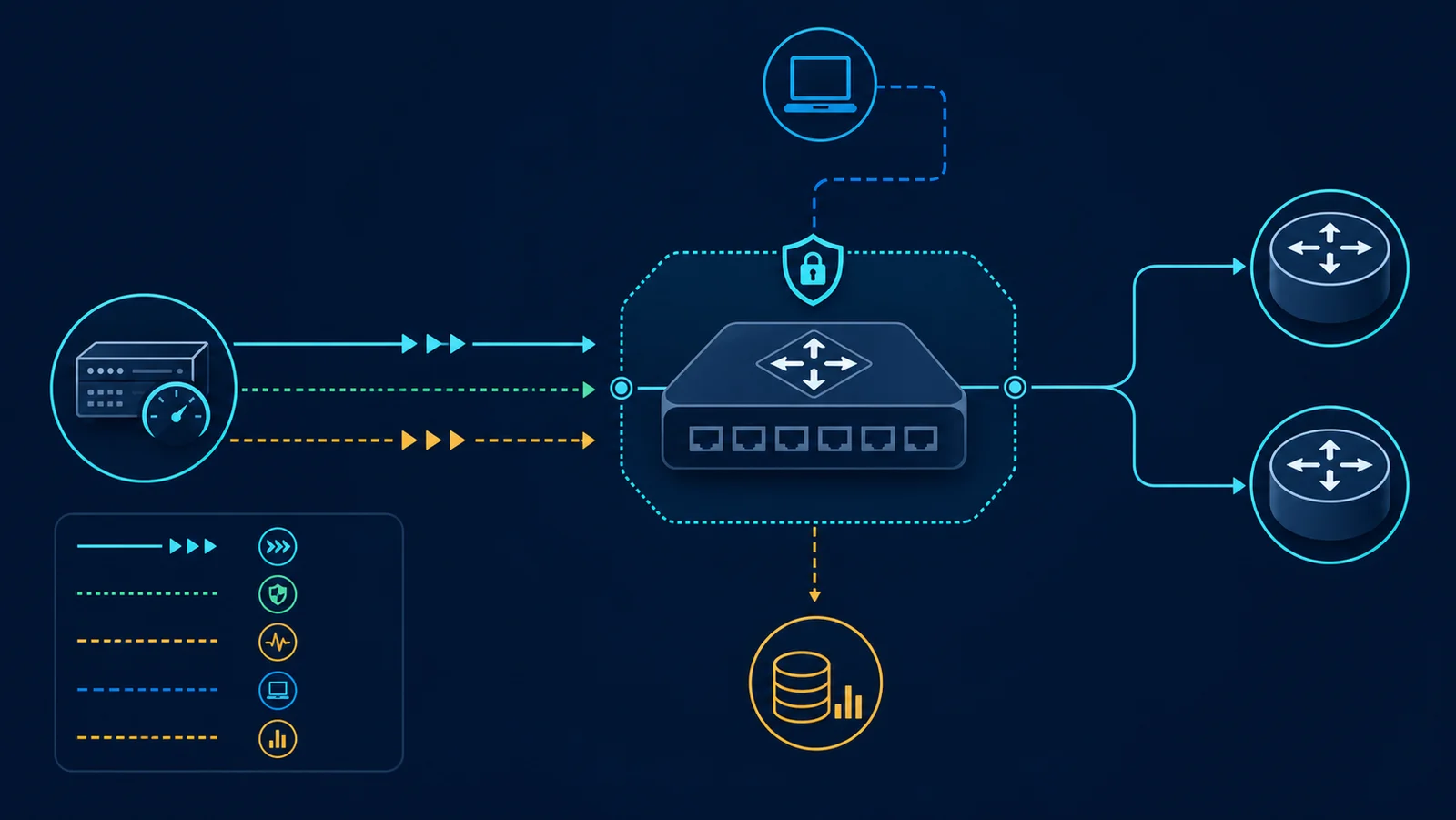 Topology kiểm thử CoPP tách transit, control-plane hợp lệ và tải thử