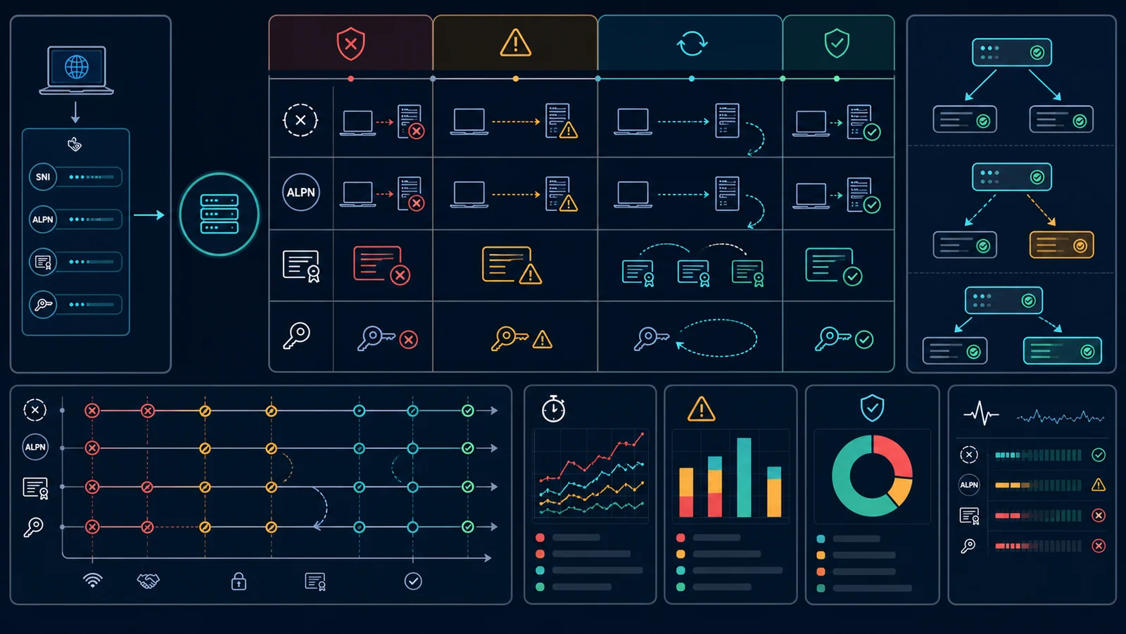 Timeline kiểm thử xoay certificate TLS và định tuyến backend