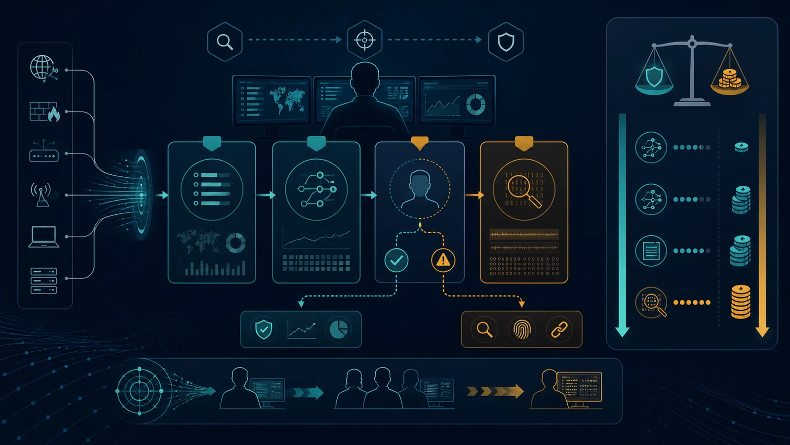 Quy trình triage đi từ metadata và flow tới packet capture khi cần bằng chứng forensic