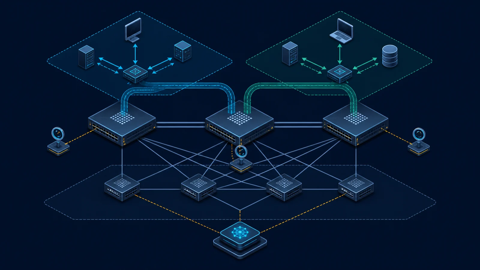 Minh họa: Topology kiểm thử EVPN-VXLAN BUM và ARP suppression theo tenant.