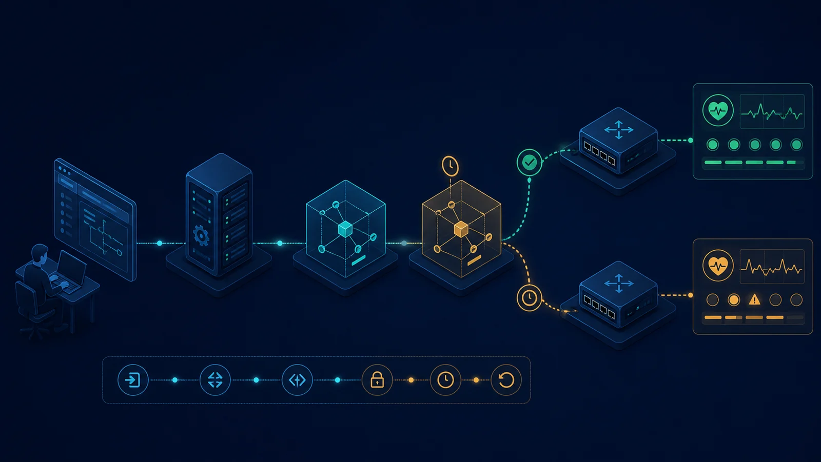 Minh họa: State machine confirmed commit và rollback trong kiểm thử NETCONF.