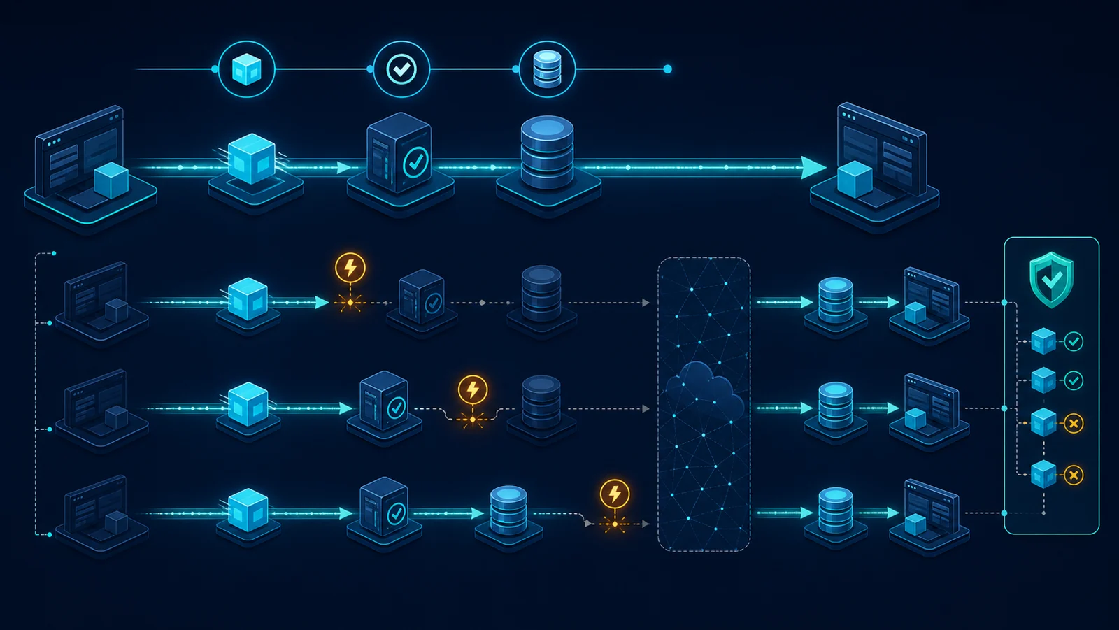 Minh họa: Timeline kiểm thử AMQP settlement và duplicate khi reconnect.