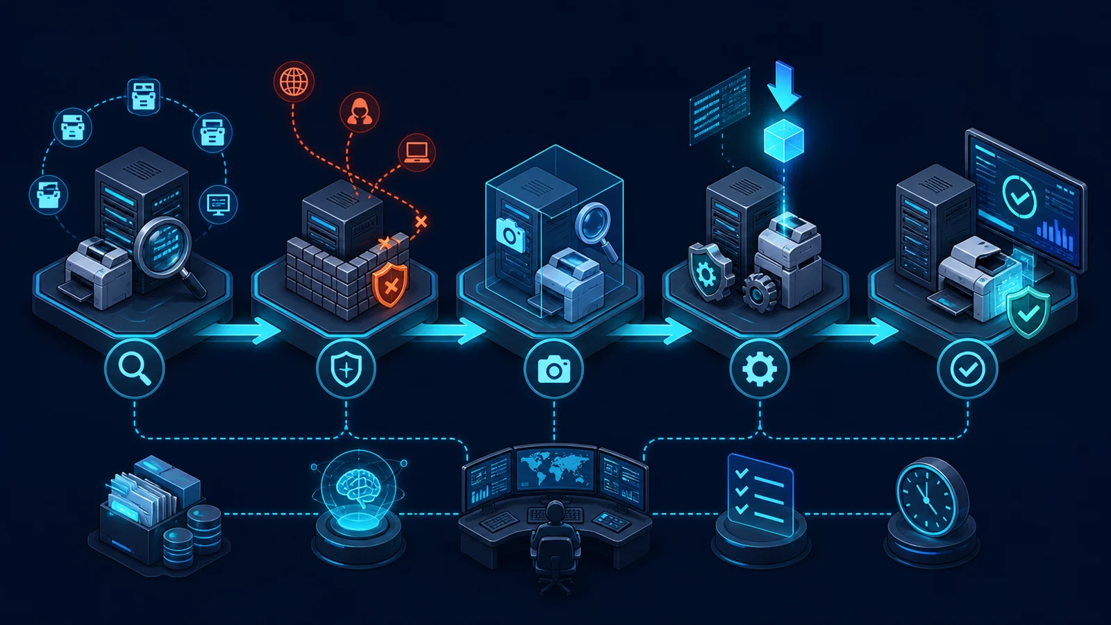 Minh họa: Quy trình xử lý PaperCut KEV tách containment, threat hunt và validation.