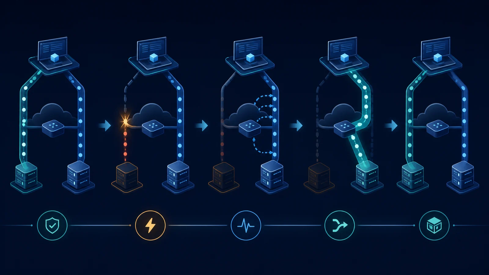 Minh họa: Timeline đo SCTP path failover và service restoration theo message.