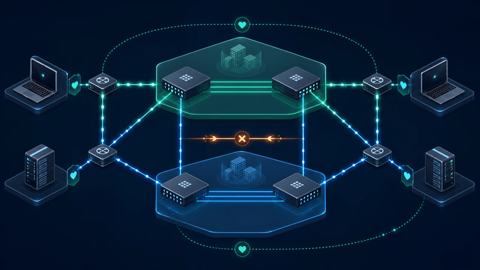 Minh họa: Topology kiểm thử SCTP multihoming với primary và alternate path độc lập.