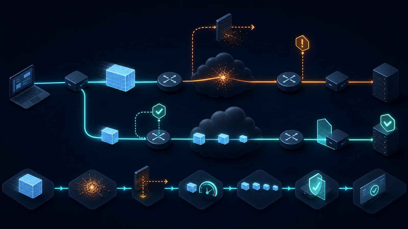 Minh họa: Timeline PMTUD và PLPMTUD khi gặp MTU blackhole.