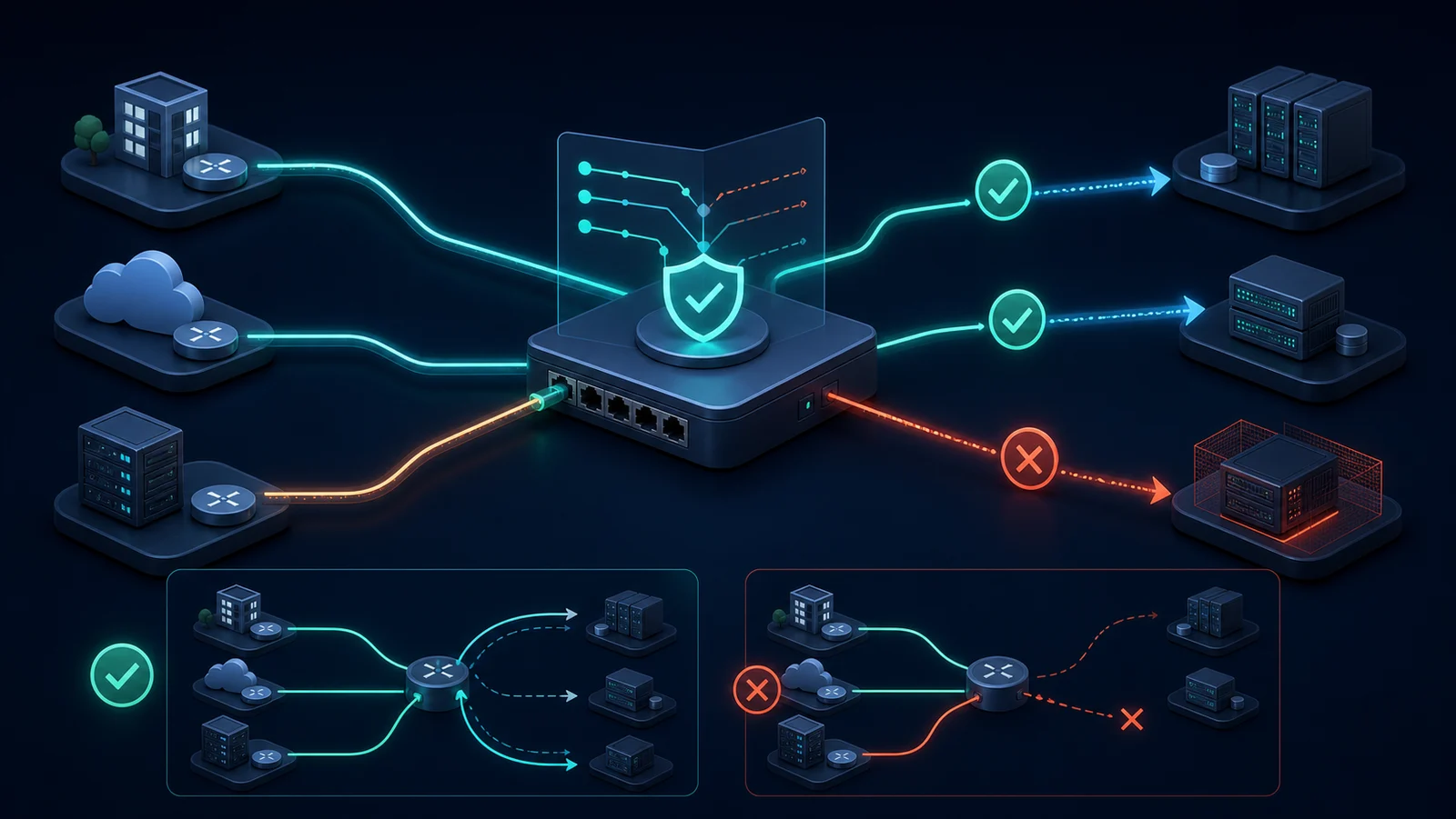 Router biên kiểm tra source address bằng strict loose và feasible-path uRPF trong topology multihoming