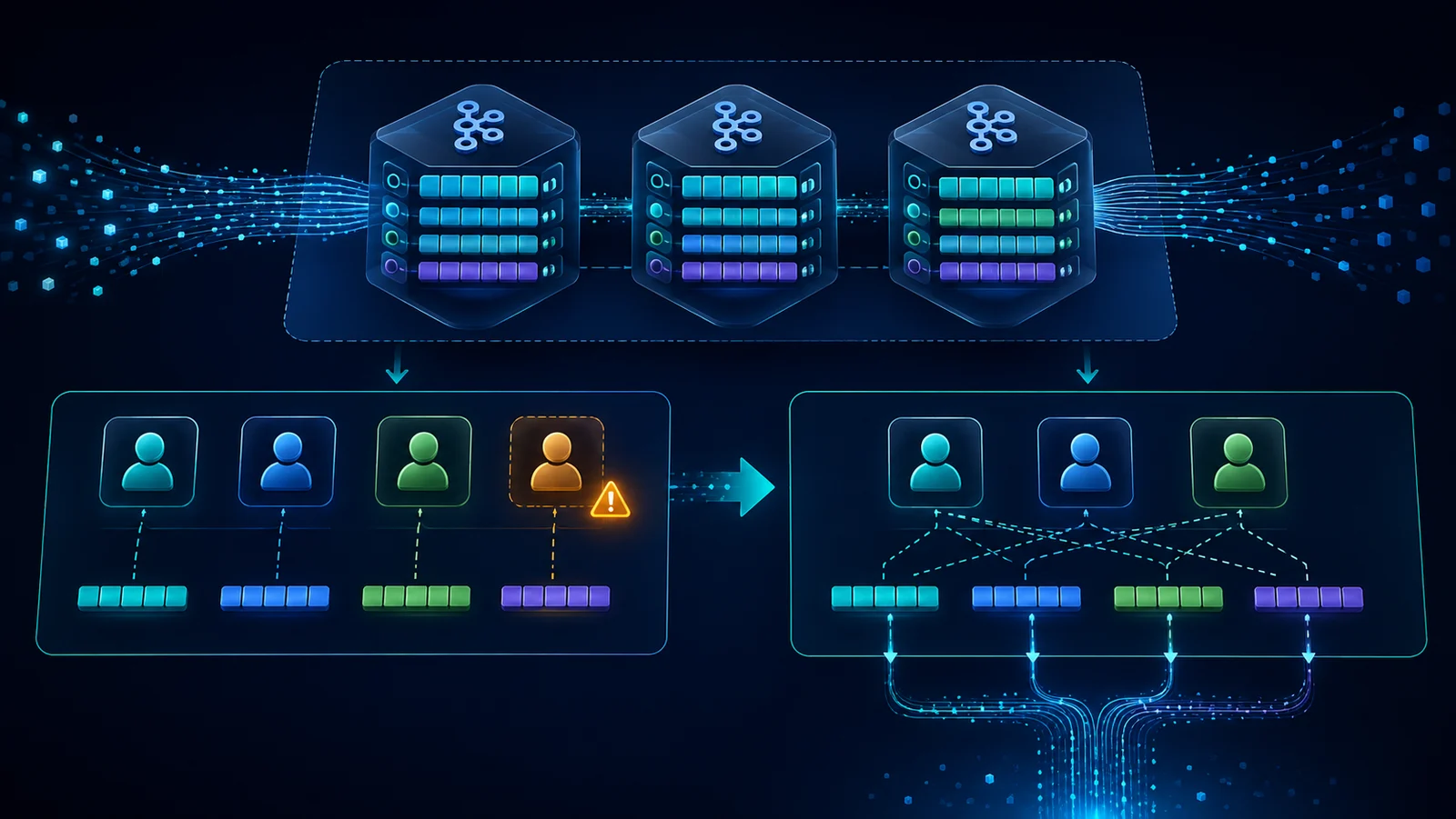 Consumer group Kafka phân phối lại partition khi một consumer rời nhóm