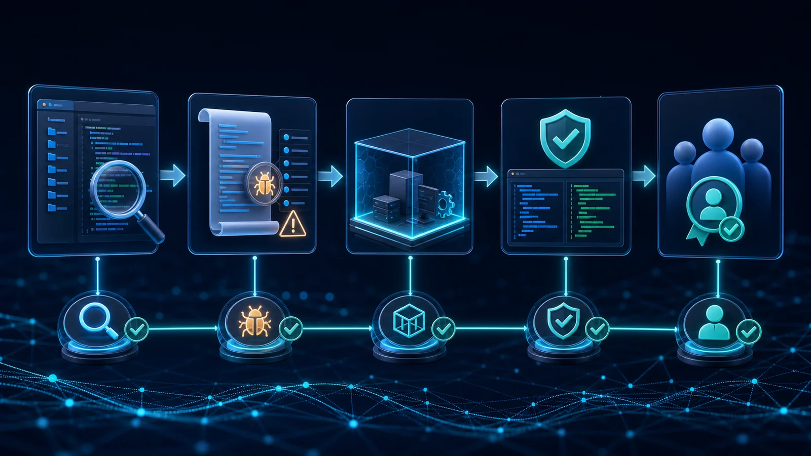 Minh họa: Kiến trúc pilot Mantis với sandbox, ground truth và human approval