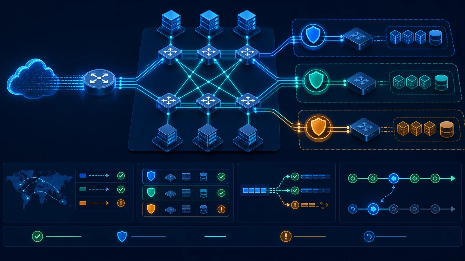 Minh họa: Ma trận kiểm chứng route, isolation, MTU, failover và rollback