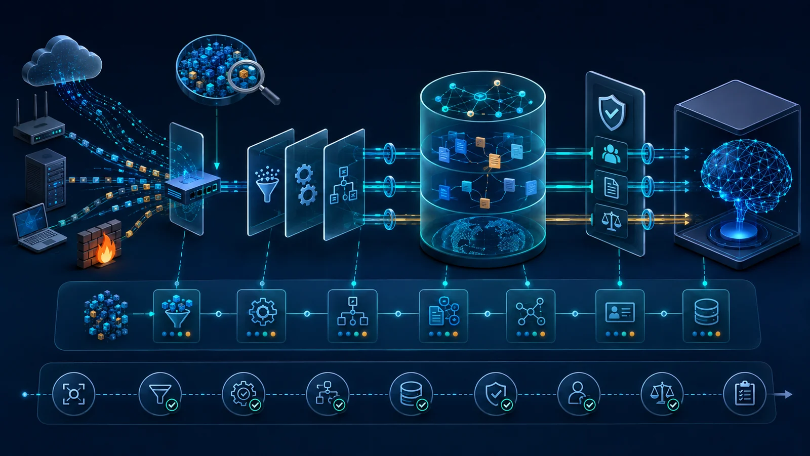 Minh họa: Chuỗi dữ liệu kiểm chứng từ packet đến kết luận AI