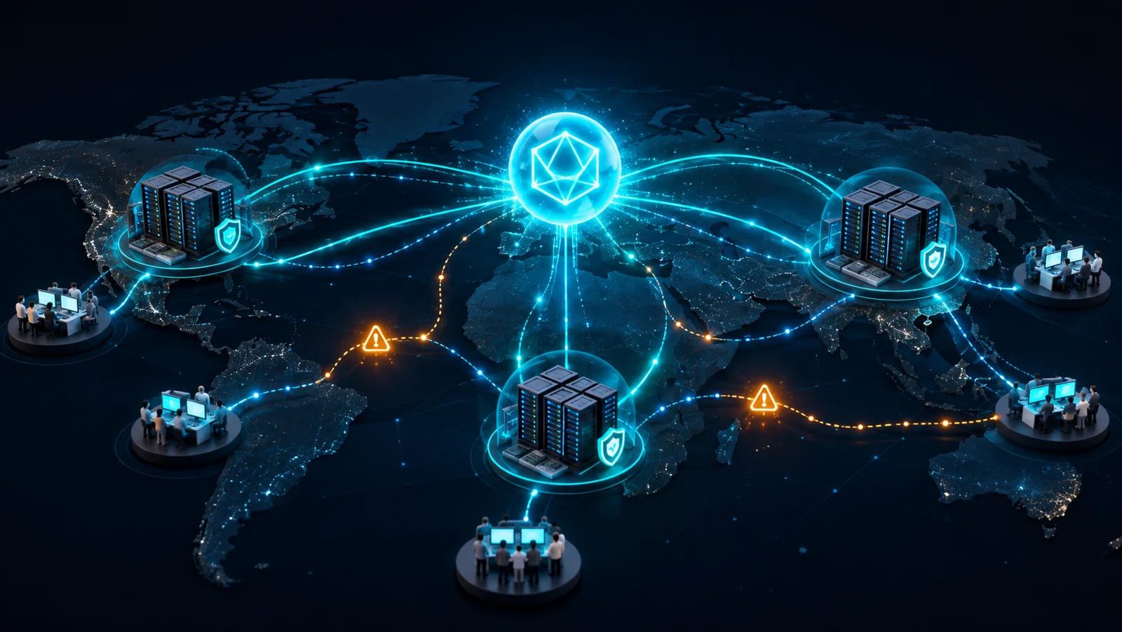 Minh họa: Nhiều client được định tuyến tới ba site cùng quảng bá một địa chỉ anycast