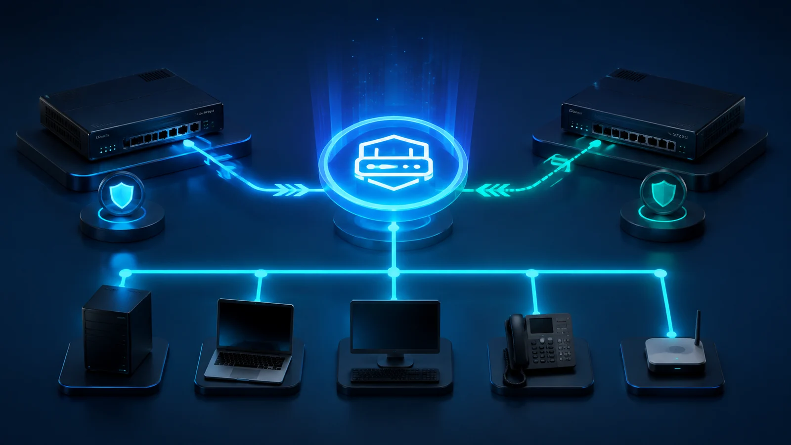 Minh họa: Hai router dự phòng chia sẻ default gateway ảo cho mạng người dùng