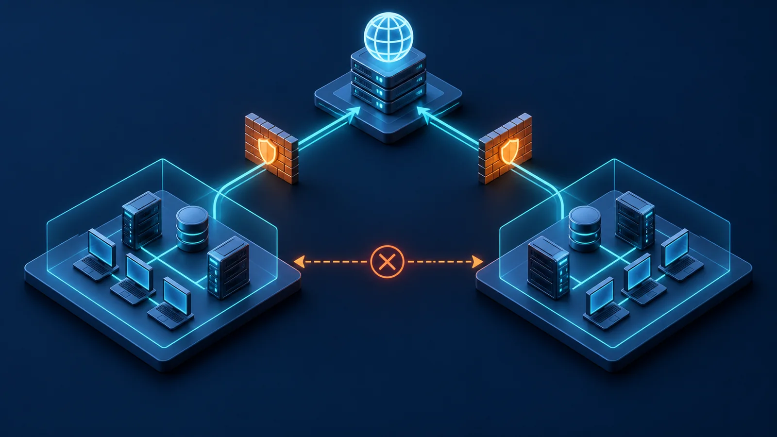 Minh họa: Các tenant tách biệt cùng truy cập shared services qua điểm kiểm soát; prefix trùng nhau cần cơ chế phân biệt phù hợp.