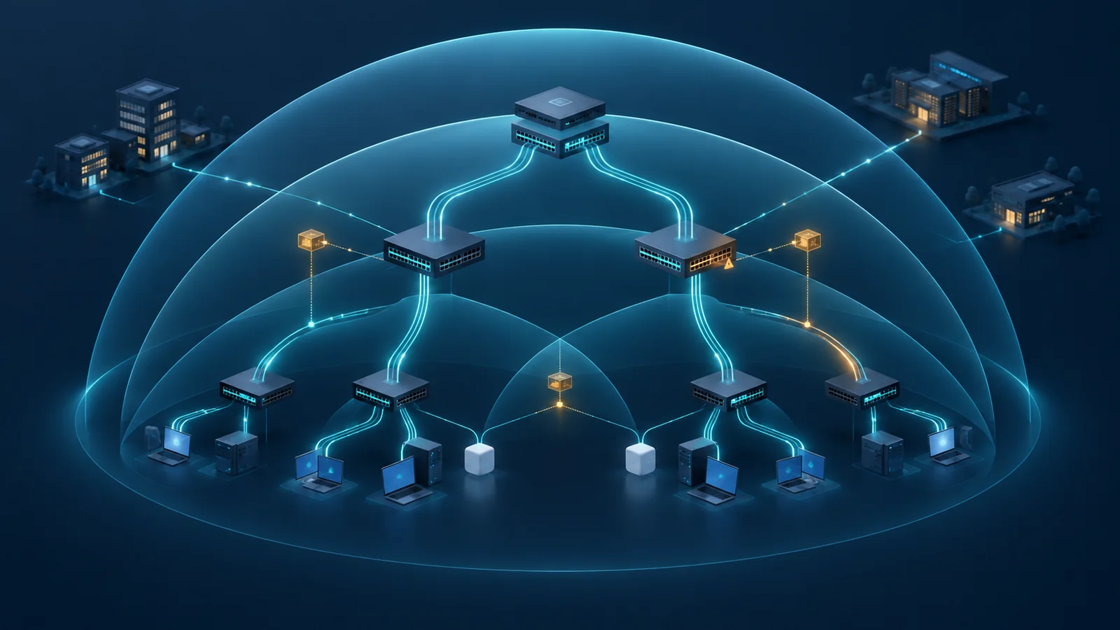 Minh họa: Các miền maintenance, điểm biên và điểm trung gian trên dịch vụ Ethernet; level và mapping phải xác nhận theo thiết kế.