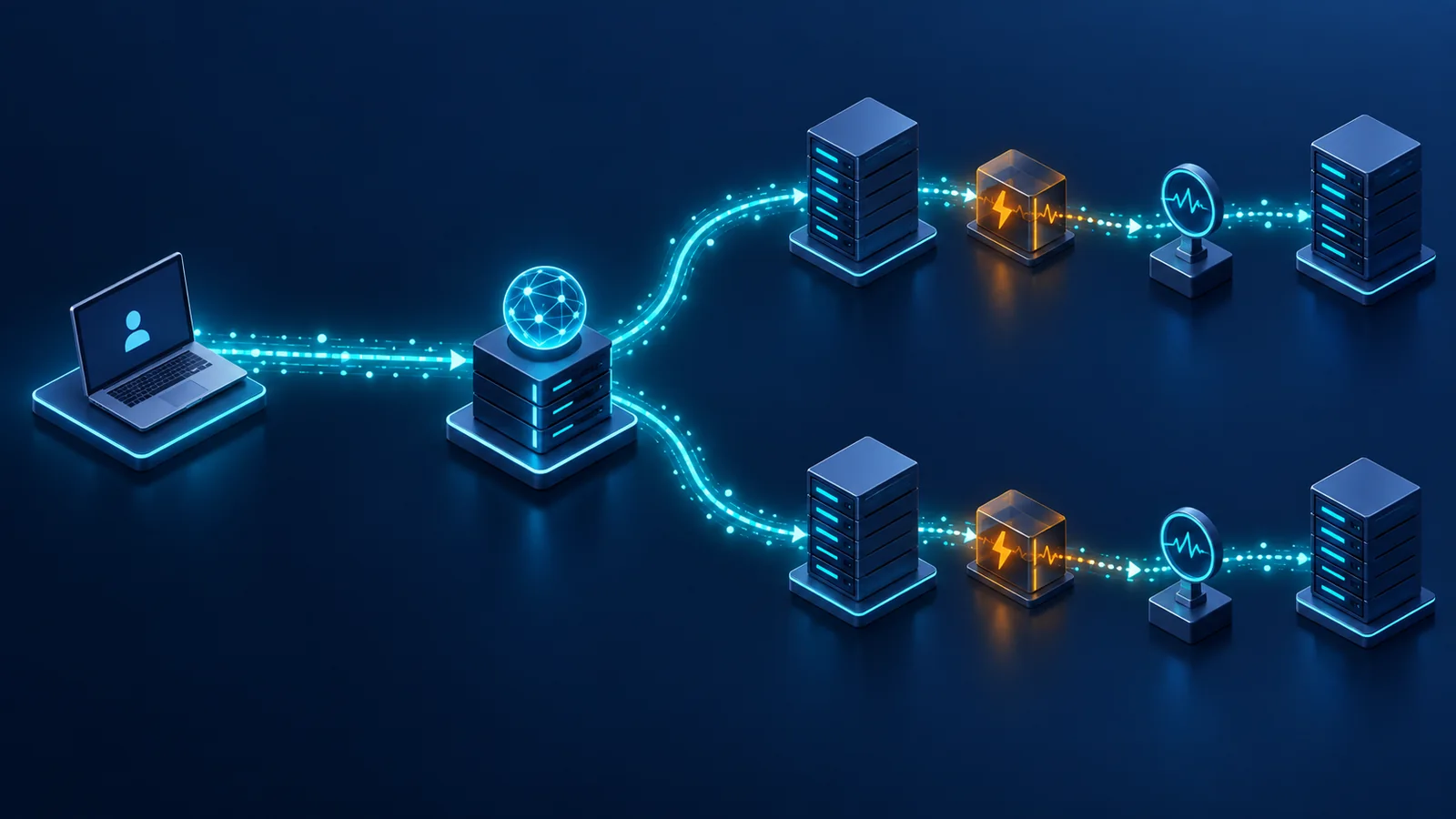Minh họa client Diameter đi qua agent tới hai peer có đường truyền riêng để kiểm failover và overload.