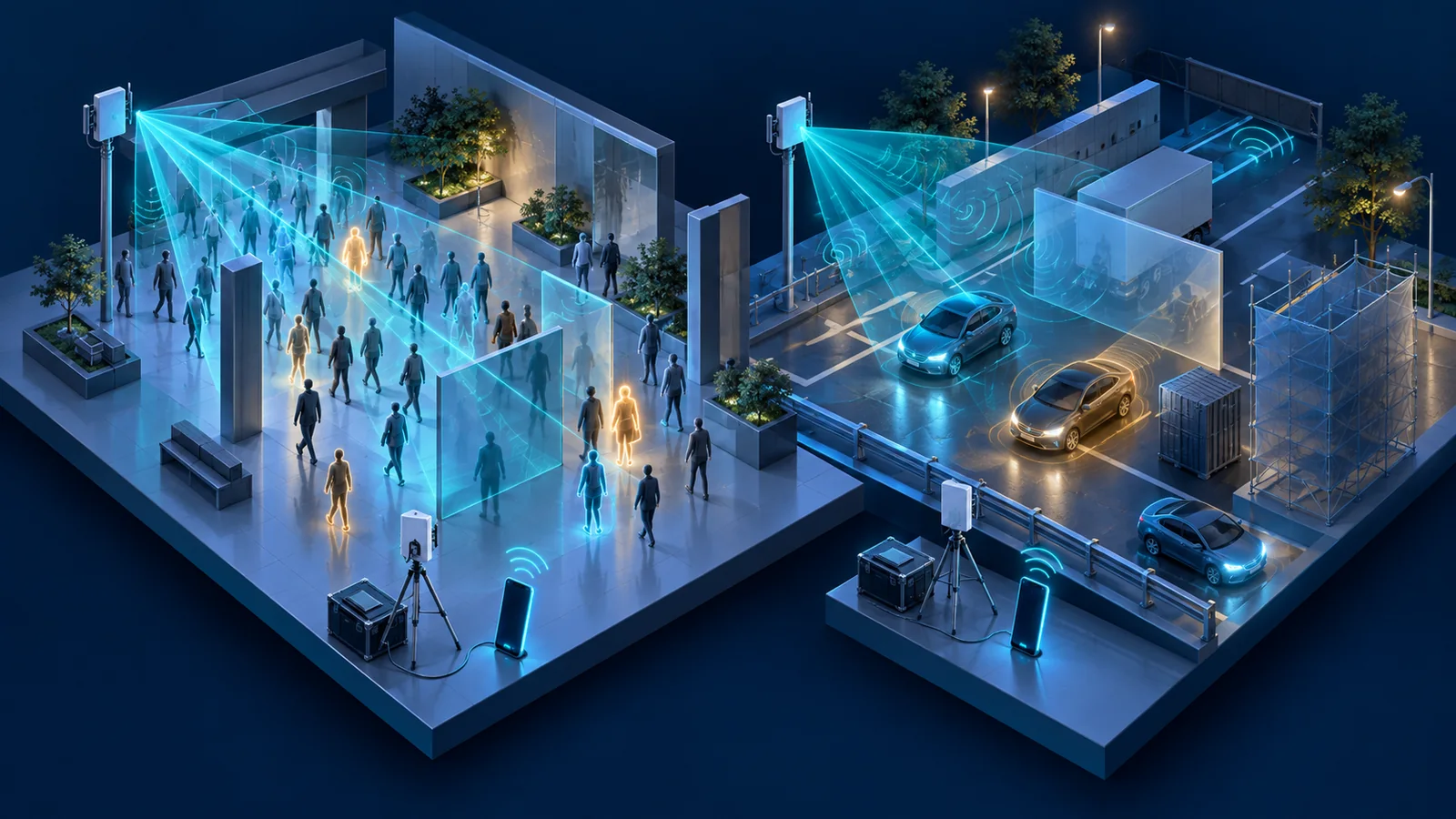 Minh họa các điều kiện kiểm sensing và communication đồng thời. Hình không thể hiện độ chính xác hay hiệu năng sản phẩm đã đo.