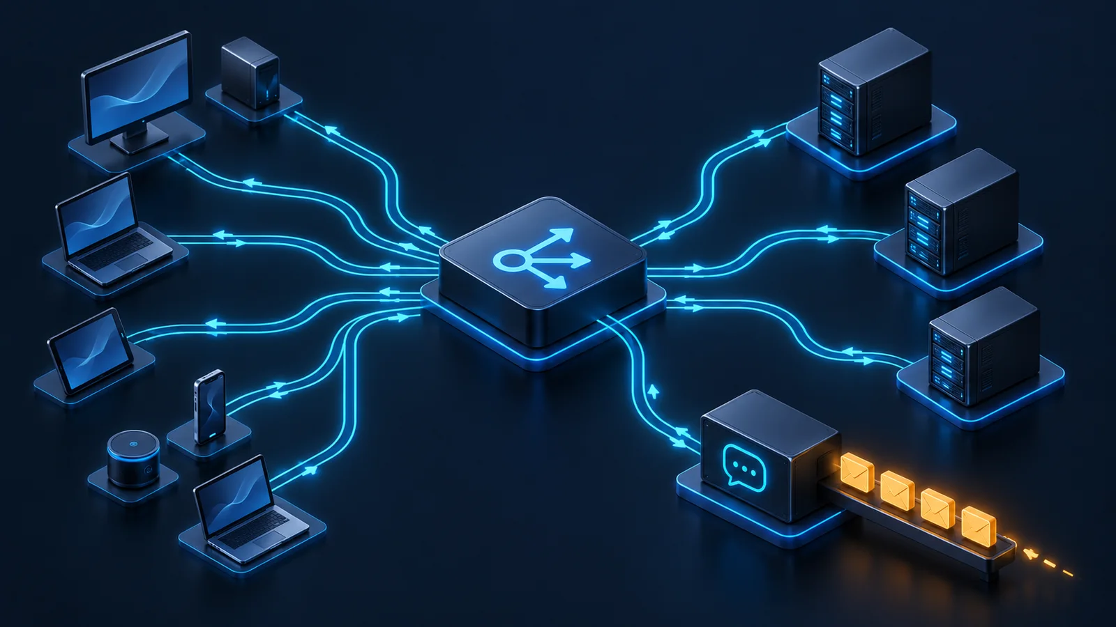Minh họa kết nối WebSocket hai chiều qua load balancer, backend và broker.